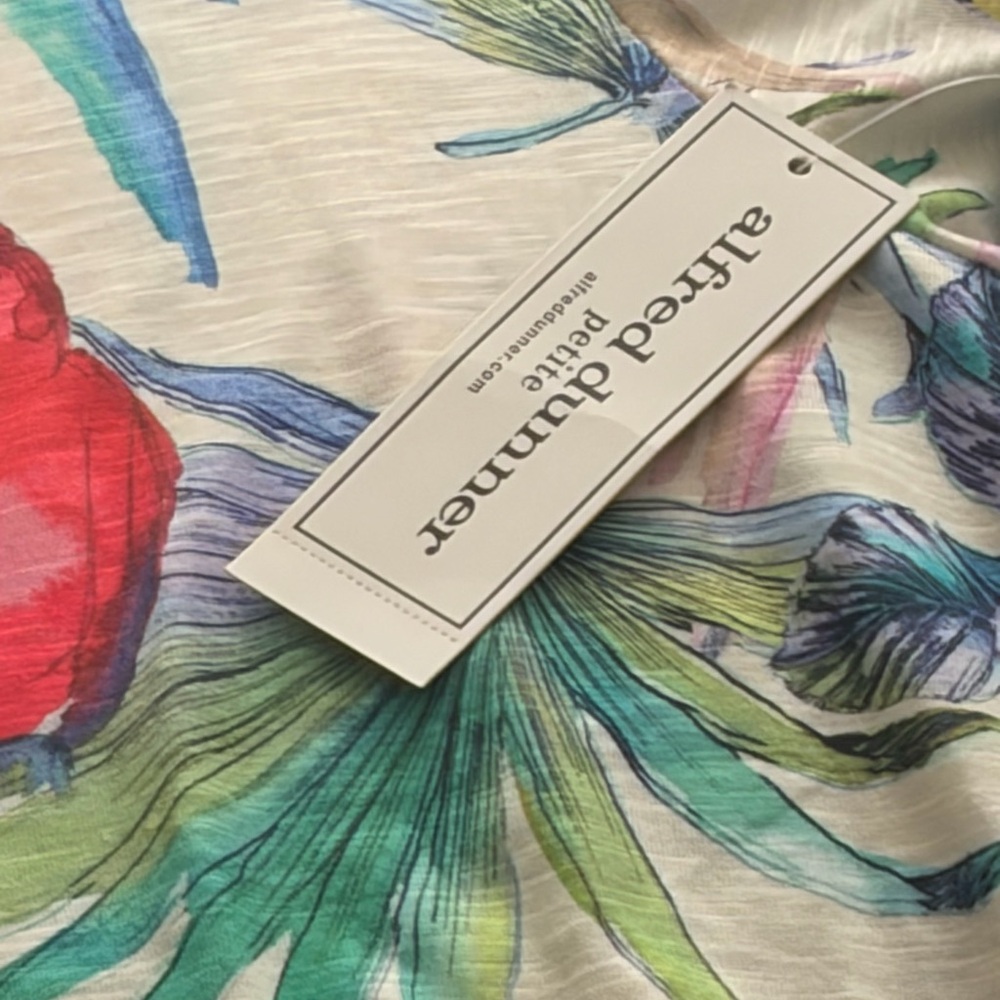 Alfred Dunner Watercolor Floral Top in Red, Teal, Blue, Green